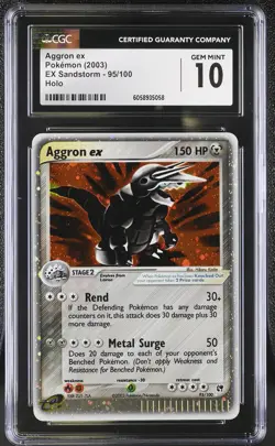 CGC 10 GEM MINT Aggron ex 2003 EX Sandstorm 95/100 Holo Pokemon Card - Image 1