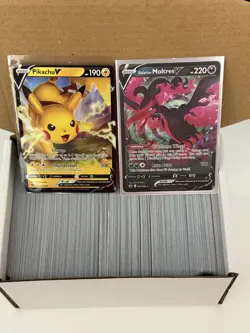 400+ Pokemon Cards Booster Pack Fresh Bulk Lot C/UC & Two Bonus Full Art V Cards - Image 5