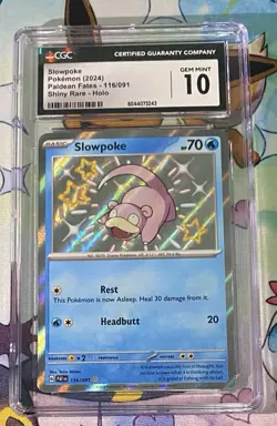 CGC 10 Pokemon TCG Slowpoke Scarlet Violet: Paldean Fates 116/091 Shiny Rare - Image 1