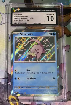 CGC 10 Pokemon TCG Slowpoke Scarlet Violet: Paldean Fates 116/091 Shiny Rare - Image 2