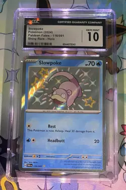 CGC 10 Pokemon TCG Slowpoke Scarlet Violet: Paldean Fates 116/091 Shiny Rare - Image 3