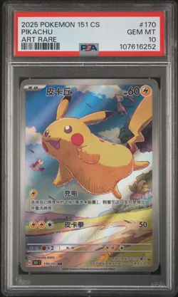 2025 POKEMON SIMPLIFIED CHINESE 151 C-COLL 151 ART RARE #170 PIKACHU PSA 10 - Image 1