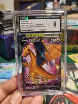 Charizard V Champions Path Pokemon Black Star Promo SWSH050 - CGC 9 Mint - Image 1