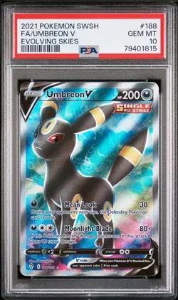 Umbreon V 188/203 Pokemon PSA 10 GEM MINT Evolving Skies Full Art Ultra Rare - Image 1