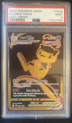 2022 POKEMON SWORD & SHIELD LOST ORIGIN TG30 FULL ART/MEW VMAX PSA MINT 9 - Image 1