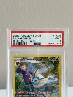 2022 Pokemon TCG • Vaporeon SWSH09: Brilliant Stars Trainer Gallery • TG02 PSA 9 - Image 3