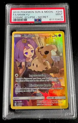 2019 Pokemon Mimikyu Secret FA Sun & Moon Cosmic Eclipse 245/236 PSA 9 - Image 1