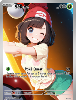 LoveangelGames-Season 2- Custom Card- Waifu Universe- Selene Poke Quest - Image 1