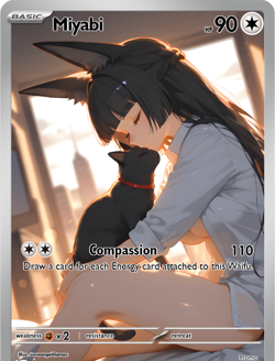 LoveangelGames-Season 2- Custom Card- Waifu Universe- Miyabi Snuggle - Image 1