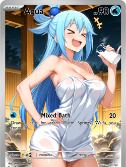 LoveangelGames-Season 2- Custom Card- Waifu Universe-Aqua Warm Springs - Image 1