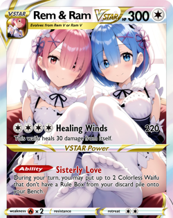 LoveangelGames- Custom Card- Tag Team Series- Rem and Ram Vstar - Image 1