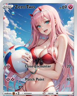LoveangelGames- Custom Card- SwimSuit Series- Zero Two - Image 1
