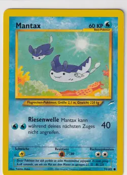 Pokemon Card Trading Card Game Neo Destiny No. 74/105 Mantax German - Image 1