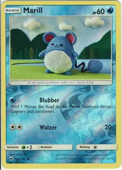 Pokemon Card Game Night In Flames No. 34/147 Marill Reverse Holo German - Image 1