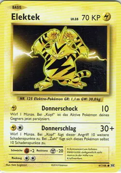 Pokemon Card TCG Trading Card Game XY Evolution No. 41/108 Elektek German - Image 1