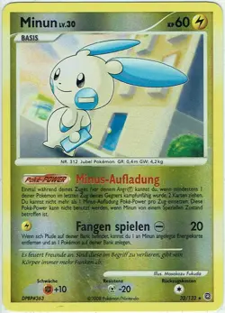 Pokemon Card Mysterious Wonders No. 32/132 Minun Reverse Holo German - Image 1