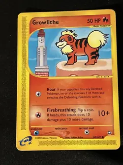 Growlithe 080/147 Aquapolis Pokemon Card! Excellent Condition WOTC Vintage Set - Image 1