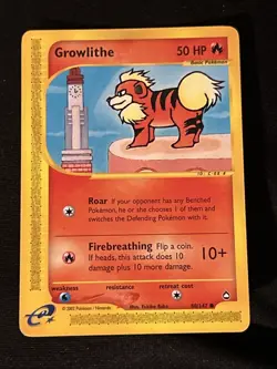 Growlithe 080/147 Aquapolis Pokemon Card! Excellent Condition WOTC Vintage Set - Image 3