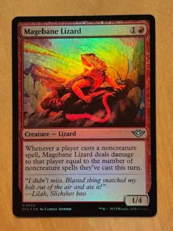 MTG Magic the Gathering Magebane Lizard Foil Outlaws of Thunder Junction NM - Image 1