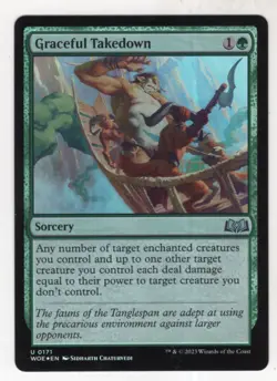 MTG Wilds Of Eldraine Foil Card #171 Graceful Takedown - Image 1