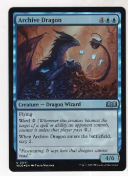 MTG Wilds Of Eldraine Foil Card #41 Archive Dragon - Image 1