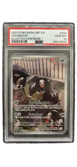 2023 Pokemon OBF En-Obsidian Flames #204 Houndour Illustration PSA 10 - Image 1