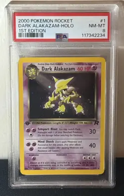 Pokemon 2000 Dark Alakazam Holo Rare 1st Edition PSA 8 NM-MT - Image 1