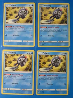 4x Poliwag 36/214 Pokemon card SM Unbroken Bonds common NM - Image 1