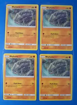 4x Rhyhorn 92/214 Pokemon card SM Unbroken Bonds common NM - Image 1