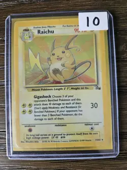 Pokemon TCG Raichu Fossil Holo Card 14/62 Unlimited Holo Rare Vintage WOTC - Image 1