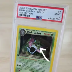 PERFECT SWIRL 🌀💫 PSA 9 1st Edition Dark Golbat 7/82 Holo Pokemon Card Rocket - Image 1