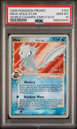 2008 Pokemon Promo Mew Gold Star World Champs Empotech PSA 10 - Image 1