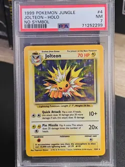 1999 Pokemon Jungle No Symbol Error 4/64 Jolteon - Holo PSA 7 NM Near Mint - Image 1