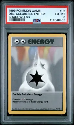 1999 POKEMON GAME #96 DBL. COLORLESS ENERGY SHADOWLESS PSA EX-MT 6 - Image 1
