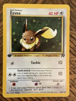 1st Edition Eevee 55/82 - Team Rocket - Pokemon Card - Near Mint (NM) - Image 1