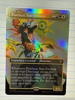 Pantlaza, Sun-Favored (Borderless) Foil Card, Near Mint Condition, MTG - Image 1