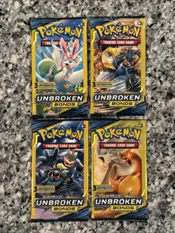 Pokemon Unbroken Bonds 3 Card Booster Packs Factory Sealed Artset (4 packs) - Image 1