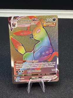 Umbreon VMAX 214/203 Evolving Skies Rainbow Holo Pokemon Full Art Card - Image 1