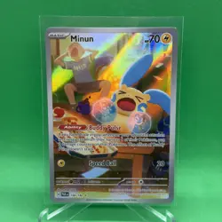 2023 Pokemon Paradox Rift Minun 194/182 Illustration Rare Card - Image 1