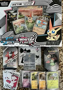 Pokemon Lot-8 Sealed Booster Packs,2 Tins & Victini Set,1 Promo Card & 84Singles - Image 1