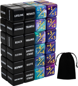 48 Pieces Keywords MTG Dice Counters plus 1 Life Counter Dice Abilities Creature - Image 1