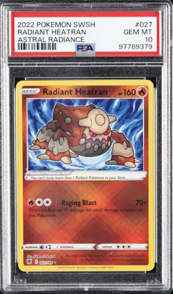2022 POKEMON SWORD & SHIELD ASTRAL RADIANCE #027 RADIANT HEATRAN PSA 10 - Image 1