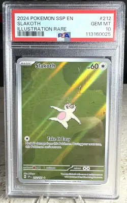 PSA 10 GEM MINT Slakoth Illustration Rare 212/191 2024 Surging Sparks Pokemon - Image 1