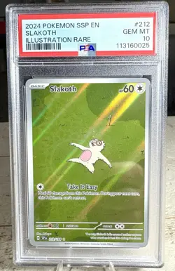 PSA 10 GEM MINT Slakoth Illustration Rare 212/191 2024 Surging Sparks Pokemon - Image 3
