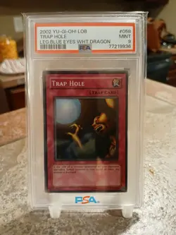Yugioh TCG Trap Hole LOB-058 PSA 9 Super Rare 2002 English Original Print - Image 1