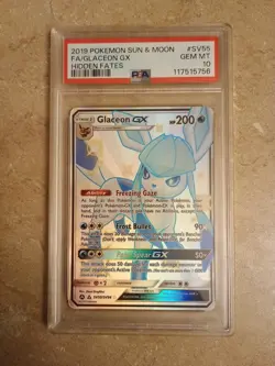 Pokemon SM Hidden Fates Shiny Vault Glaceon GX Full Art SV55/SV94 PSA 10 - Image 1
