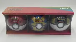 Pokemon Pokeball Tin 3 Pack Pokemon TCG 9 Total Packs, 3 Balls NEW Sealed - Image 1