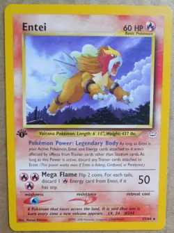 Entei 17/64 1st Edition Rare Non-Holo Neo Revelation Pokemon Card LP - Image 1