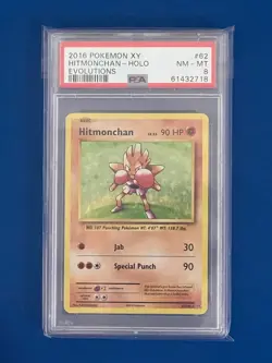 2016 Pokemon XY Hitmonchan Holo Evolutions #62 PSA 8 - Image 1