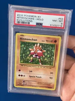 2016 Pokemon XY Hitmonchan Holo Evolutions #62 PSA 8 - Image 3